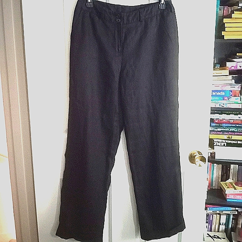 Ralph Lauren Black Linen Wide Leg Pants 6P